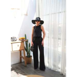 Ensemble deux pièces chemisier et pantalon - Noir - Product Image 4