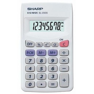 Calculadora Blanca de 8 Dígitos Sharp EL-233S, Funciona con Batería - Product Image 1