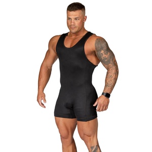 Combinaison de lutte athlétique respirante sans manches pour homme, en tissu polyester élasthanne flexible haute performance - Product Image 5