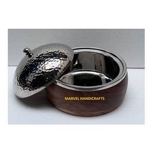 Juego de vajilla de madera de Acacia fina, cacerolas de servicio, calentador de alimentos de acero inoxidable, cazuela artesanal, juegos de utensilios de cocina KSA - Product Image 2