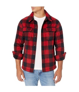 Haute qualité hommes laine Plaid bouton chemise vestes à manches longues flanelle veste col rabattu capuche classique lâche Plaid Design - Product Image 1