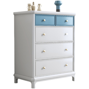 American Light Luxury Style Solid <b>Wood</b> <b>Chest</b> With Golden Handles White And Blue <b>Storage</b> Cabinet For Bedroom Living Room - Product Image 5