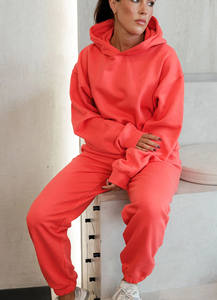 Qualité supérieure Établi Coupe Décontractée Jogger Corail Rouge 100% Coton Polaire Tissu Gym Porter Des Pantalons De Survêtement Pantalons Pour Femmes - Product Image 6