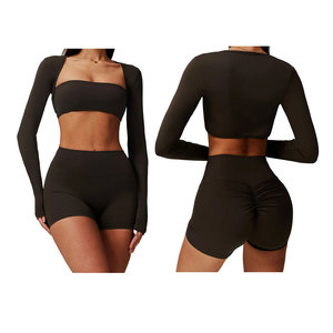 Ropa deportiva personalizada para fitness, Sujetador deportivo y conjuntos de mallas de yoga, ropa deportiva para gimnasio, conjuntos de pantalones cortos de yoga sin costuras para mujer - Product Image 6