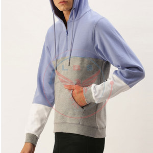Hot Sale Unique Design Men's Winter Half-<b>Zip</b> <b>Hoodies</b> Solid Pattern Customized Breathable Durable Polyester/Cotton <b>Pocket</b> Design - Product Image 3