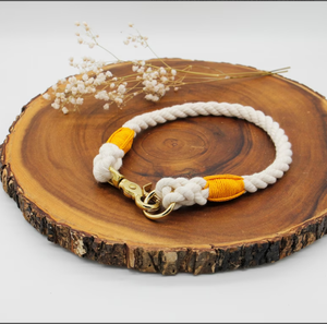 Collier de chien en corde de coton naturel-Collier d'identification de chien fait à la main, collier de mariage, collier de chien - Product Image 1