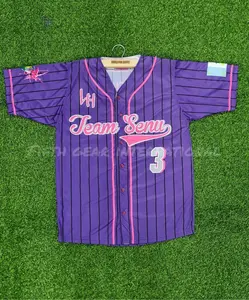 2024 Personalización de fábrica Camisetas de béisbol baratas Sublimación 100% Tela de poliéster Jersey de béisbol transpirable que absorbe el sudor - Product Image 1