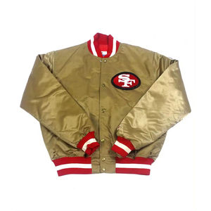 Authentic Cool Vintage San Francisco Gold Bomber <b>Jacket</b> <b>Men</b> High Quality Letterman Style Denim Fabric Waterproof <b>Letter</b> - Product Image 4