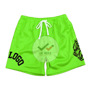 กางเกงขาสั้นตาข่ายสีเหลืองสำหรับผู้ชายกางเกงขาสั้นออกกำลังกายระบายอากาศได้ดีมีกราฟิกเสือ2025ด้านข้างและโลโก้ด้านหน้า - Product Image 3