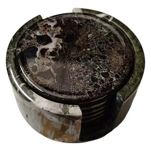Ensemble de 6 sous-verres élégants en marbre noir, sous-verres en pierre naturelle pour le thé et le café, décoration d'intérieur - Product Image 1