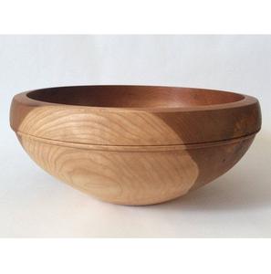 ชามสลัดไม้ทรงกลมขนาดใหญ่ทำด้วยมือสำหรับของว่างผลไม้พาสต้าโต๊ะในครัวบ้านไร่แบบชนบทกลางเสิร์ฟธรรมชาติ - Product Image 1