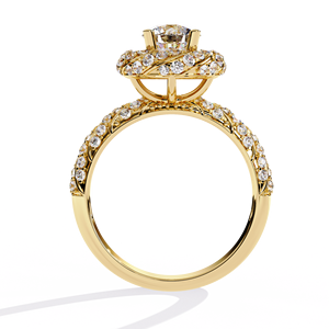 Bague de fiançailles en or 14 carats avec halo de diamants de laboratoire de 0,80 carat, taille brillant, style vintage, bande torsadée, certifiée IGI, sur mesure pour mariage - Product Image 5