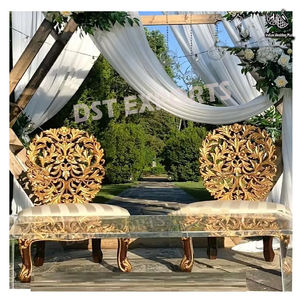 เก้าอี้ที่นั่งบัลลังก์สำหรับเจ้าสาวเจ้าบ่าวเจ้าสาวแบบทันสมัยสีขาวทอง - Product Image 3