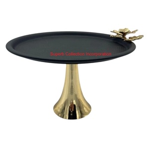 Support à gâteau moderne en métal martelé doré Plateau de présentation à desserts sur piédestal rond à un étage pour mariage et décoration intérieure Prix bas - Product Image 4