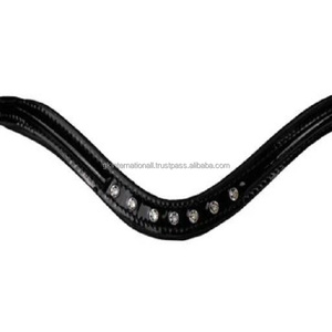 Banda para la frente del caballo ecuestre, banda acolchada de charol de lujo hecha a mano, con cristales curvos de diamante, 100% cuero genuino - Product Image 6