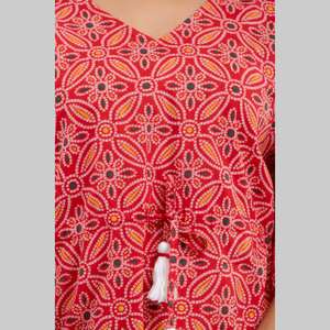 Robe caftan en coton imprimé Bandhani rose SHKUP1232 pour les occasions de cocktails - Product Image 2