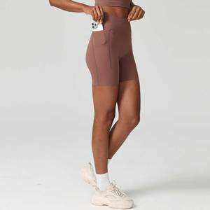 Short de Yoga d'été pour femmes Gym Fitness Logo personnalisé Legging serré entraînement course poche de sport solide de haute qualité - Product Image 4