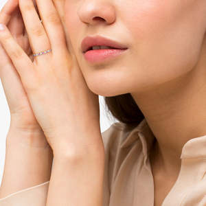 14K Yellow & 18K Rose Gold Stackable <b>Ring</b> with 0.32ct Diamond Pink Sapphire Fine Jewelry Inlaid with Setting Technology <b>for</b> <b>Boys</b> - Product Image 4