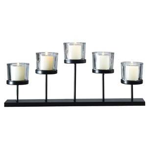 <b>Black</b> Metal Glass 4 Cup Tea Light Candle Holder Votive <b>Candelabra</b> Tabletop Centerpiece Wedding Home Dining Room Decoration Items - Product Image 2