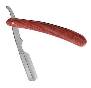 Afeitadora manual para hombre con seguridad de acero al carbono, maquinilla de afeitar de corte de garganta de una sola hoja, mango de madera, borde recto, afeitado cerrado - Product Image 2