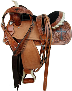 Selle Western Synthétique Ridex - Barrel Racing Avec Sangle - Noire - Taille Unique