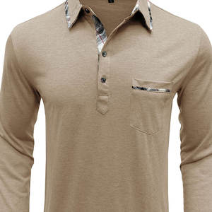 Chemise à manches longues avec poche, décontractée, unie, en coton mélangé, coupe tombante, col chemise, chemises tendance, manches longues, bouton, coton avec poche - Product Image 6