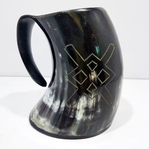Tasse écologique multicolore en corne de style viking Dernier design pour boire Artisanat naturel indien Qualité standard - Product Image 1