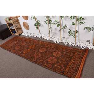 พรมตุรกีสีน้ำตาลส้มคลาสสิกสำหรับวัยรุ่น2.9 x 10.1ft ผ้าขนแกะสี่เหลี่ยมพรมสำหรับห้องนั่งเล่นพรมลาเท็กซ์สำหรับห้อง - Product Image 1