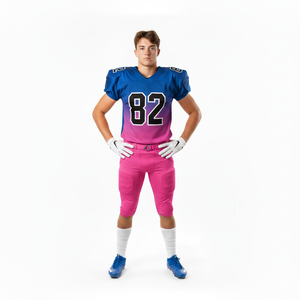 Maillot de football américain sur mesure 100% polyester, manches courtes, séchage rapide, grande taille, noms/nombres d'équipe personnalisés - Product Image 1