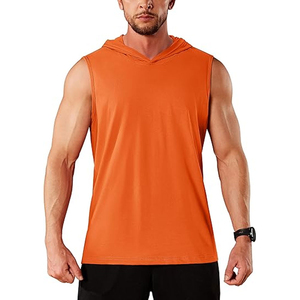 Sweat-shirt à capuche personnalisé de grande taille pour hommes, sweat-shirt sans manches de couleur unie, gilet de sport décontracté et polyvalent avec broderie pour la salle de sport - Product Image 1