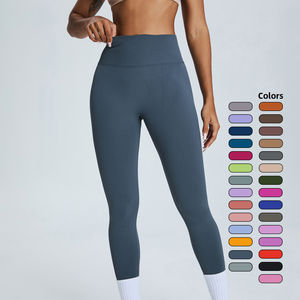 Gran oferta, mallas deportivas de Yoga de cintura alta cómodas para mujer, lo último en Spandex sólido, Material de nailon, entrenamiento, logotipo personalizable, colores - Product Image 5