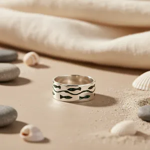 "925 Sterling Silver Fish Design Fine Jewelry Ring for Women-Rhodium Plated Cut <b>Stone</b> Zircon Inlay" - Product Image 2
