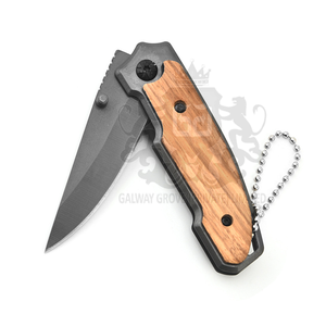 Couteau pliant de haute qualité en acier enduit de poudre de style Damas, design à pointe tombante en bois, multifonctionnel, léger, à faire soi-même - Product Image 2