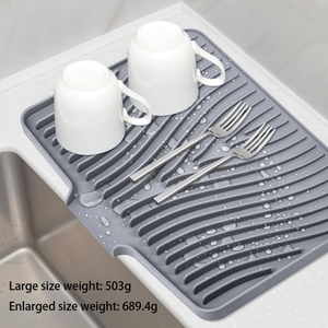 Large Square <b>Silicone</b> Dish Drying <b>Mat</b> with Built-In Drain Non-Slip Eco-Friendly for Kitchen Counters - Product Image 2