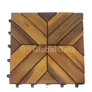 Azulejos de cubierta de madera dura de Acacia de estilo moderno de 30cm entrelazados antideslizantes para patio al aire libre, balcón, bañeras de hidromasaje con acabado liso - Product Image 6
