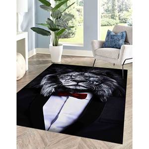 Alfombra con diseño de león con lazo rojo, alfombra estampada, de lujo, moderna, para escaleras, para bodas, contemporánea, animal, decorativa, para la sala de estar masculina, alfombra de terciopelo - Product Image 3