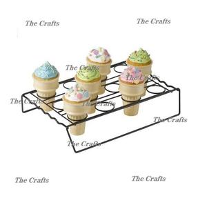 Marvelous Design Iron/Acrylic <b>Ice</b> <b>Cream</b> <b>Stand</b> with High Quality Black Cone Holders for Restaurant Use - Product Image 1