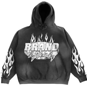 Chándal con estampado de pantalla de calidad superior Sun Faded con logotipo Vintage Washed Cotton Fleece Streetwear Custom Logo Design Custom - Product Image 2