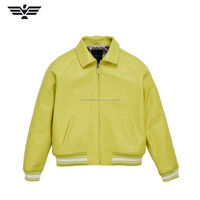 Blouson Bomber Homme Noir en Cuir Véritable Respirant Style Urbain Col Rabattu Fermeture Éclair Poignets et Ourlet Côtelés Moto Biker