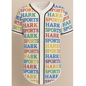 Ropa deportiva de tendencia superior personalizada en todas partes letras coloridas impresas sublimación Transferencia de Calor camisetas de béisbol para hombres y mujeres - Product Image 1