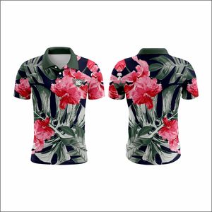 Camisas al aire libre de verano con estampado de sublimación de flores, ropa de hombre de manga corta elástica, polos - Product Image 1