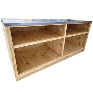 Mostrador de Recepción de Madera Natural con Superficie de Acero Galvanizado - 120 x 60 cm para Tienda Minorista - Product Image 2