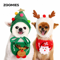 Chapeau de Noël et bavoir décoratif en polyester pour animaux de compagnie : vente en gros pour chats, chiots et petits chiens