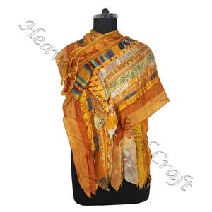 Sari en soie recyclée 15 bandes foulards faits à la main de créateur étole châles SC585 soie fine en gros recyclé Vintage Sari femme écharpe - Product Image 2