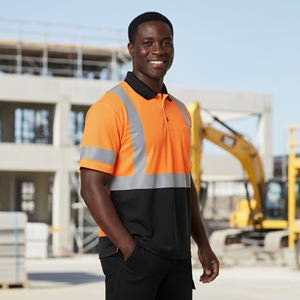 Camiseta Polo de Seguridad Impermeable de Alta Visibilidad, Certificada ANSI Clase 2 EN ISO 20471, con Cinta Reflectante, 100% Poliéster, LED Intermitente, Personalizable - Product Image 5