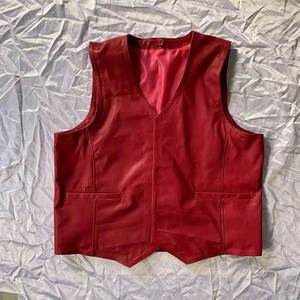 Gilet en cuir de vache respirant à col en V sans manches pour homme, service OEM personnalisé - Product Image 1