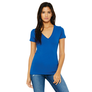 T-shirts pour femmes personnalisés de haute qualité col en V à manches courtes avec tissu en toile Logo personnalisé impression de couleurs et Options de taille - Product Image 1