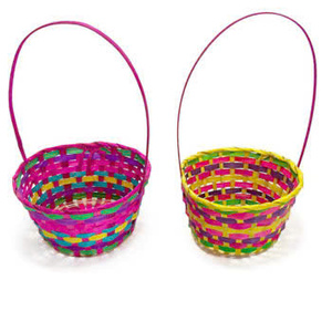 Cesta de Almacenamiento Redonda de Bambú Verde de Pascua Más Vendida con Asas de Colores, Artesanía Vietnamita para Almacenamiento de Alimentos - Product Image 6