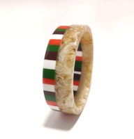 Brazalete de Resina Hecho a Mano para Mujer - Brazalete con Patrón de Rayas Multicolores y Mármol |   Joyería de Moda Ligera - OEM y ODM