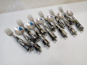 Elegante juego de cubiertos de acero inoxidable con mango de nácar, cubiertos de lujo para mesa de comedor, cocina y uso en hoteles - Product Image 3